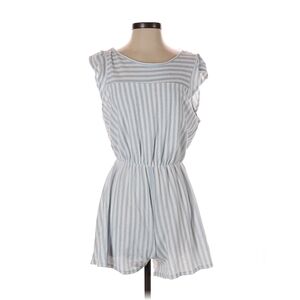 Caution to the Wind Baby blue and white striped Romper